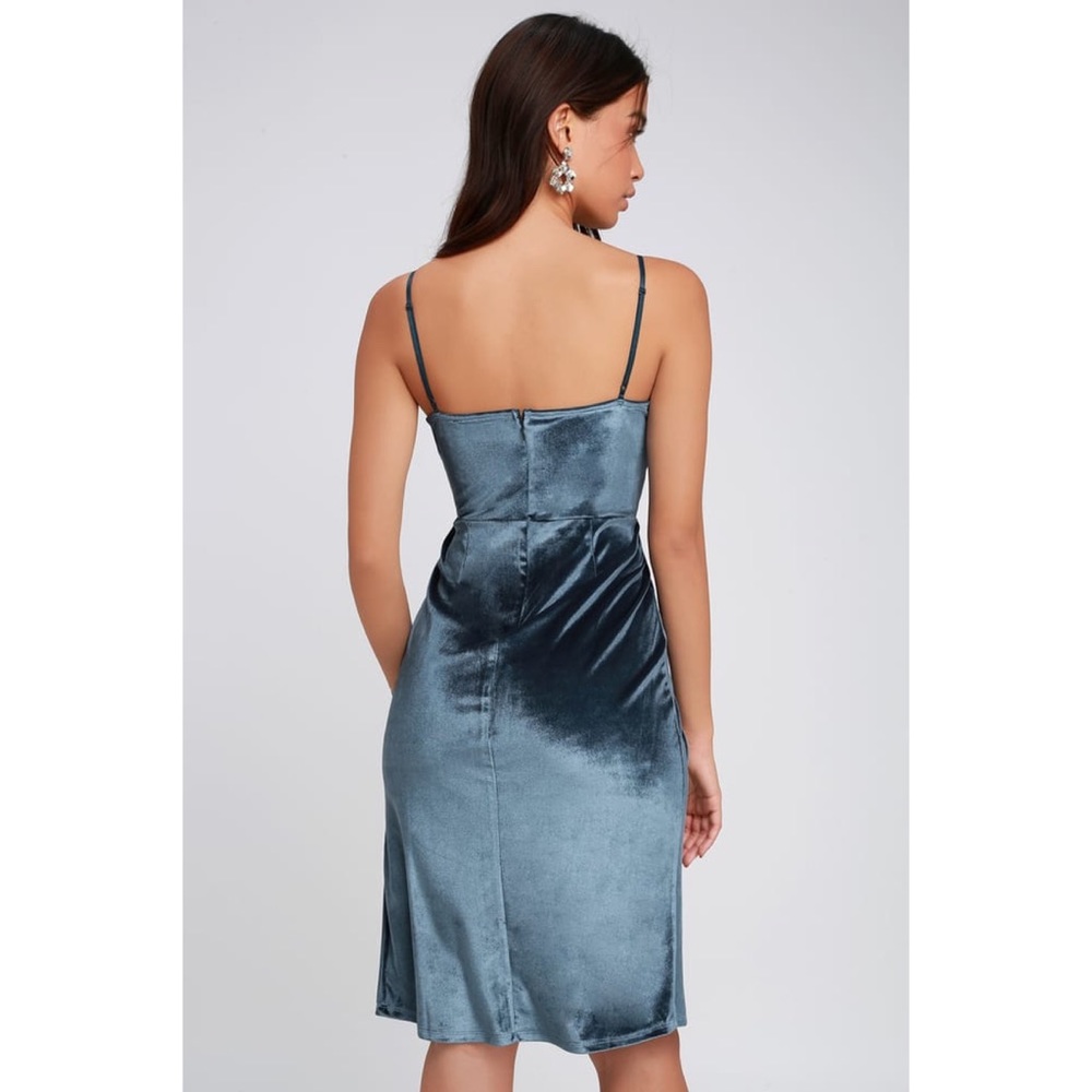 NWT Lulus Silky Velvet Bodycon Wrap Cocktail Dress - Picture 4 of 6